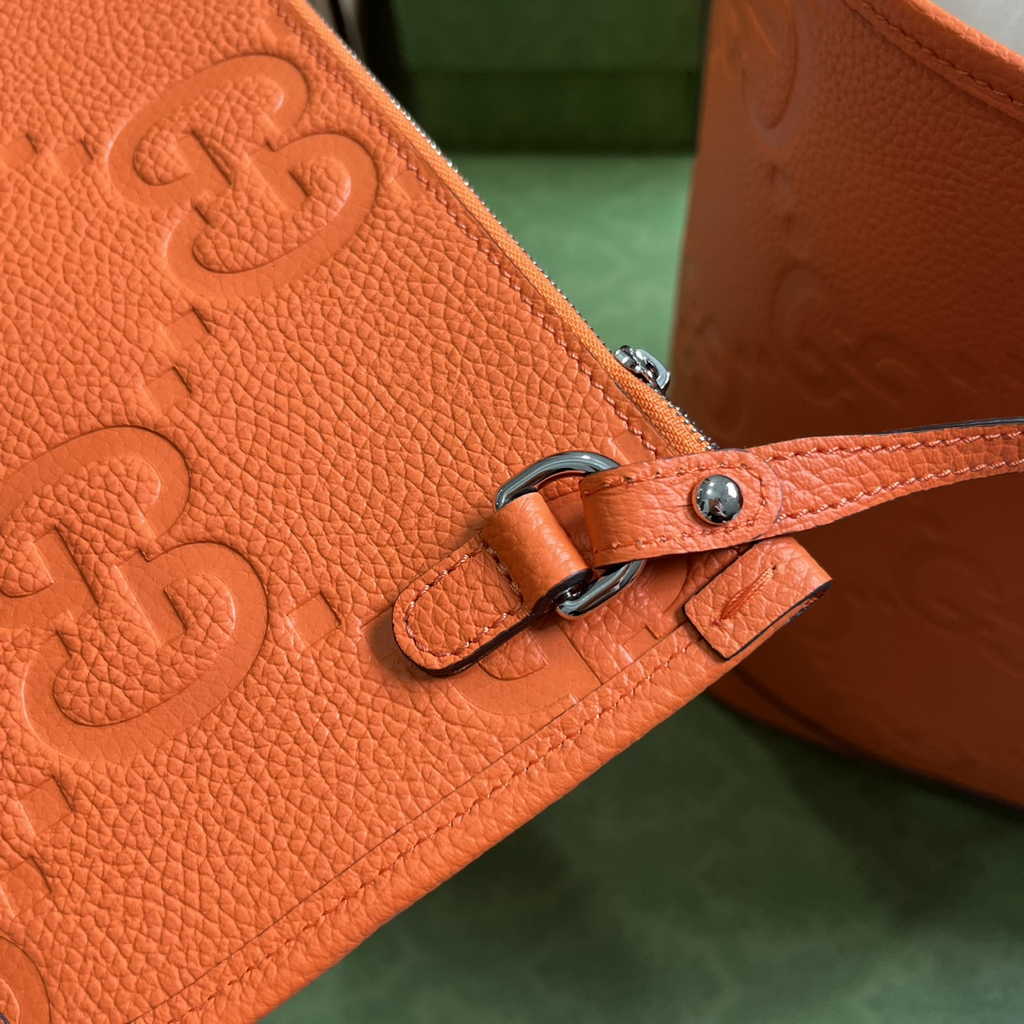 Gucci Jumbo GG large tote bag in orange leather 726755