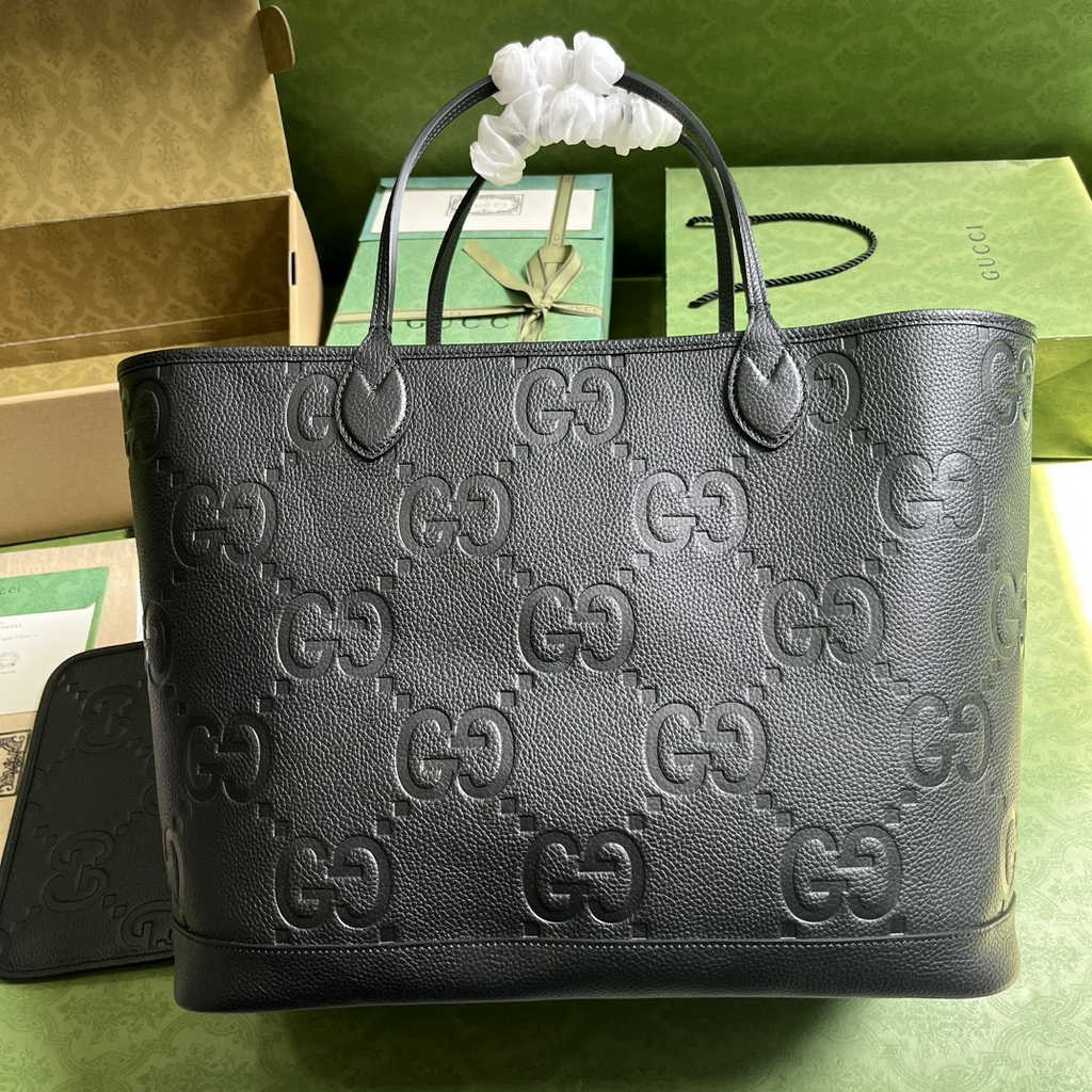Gucci Jumbo GG large tote bag in black leather 726755