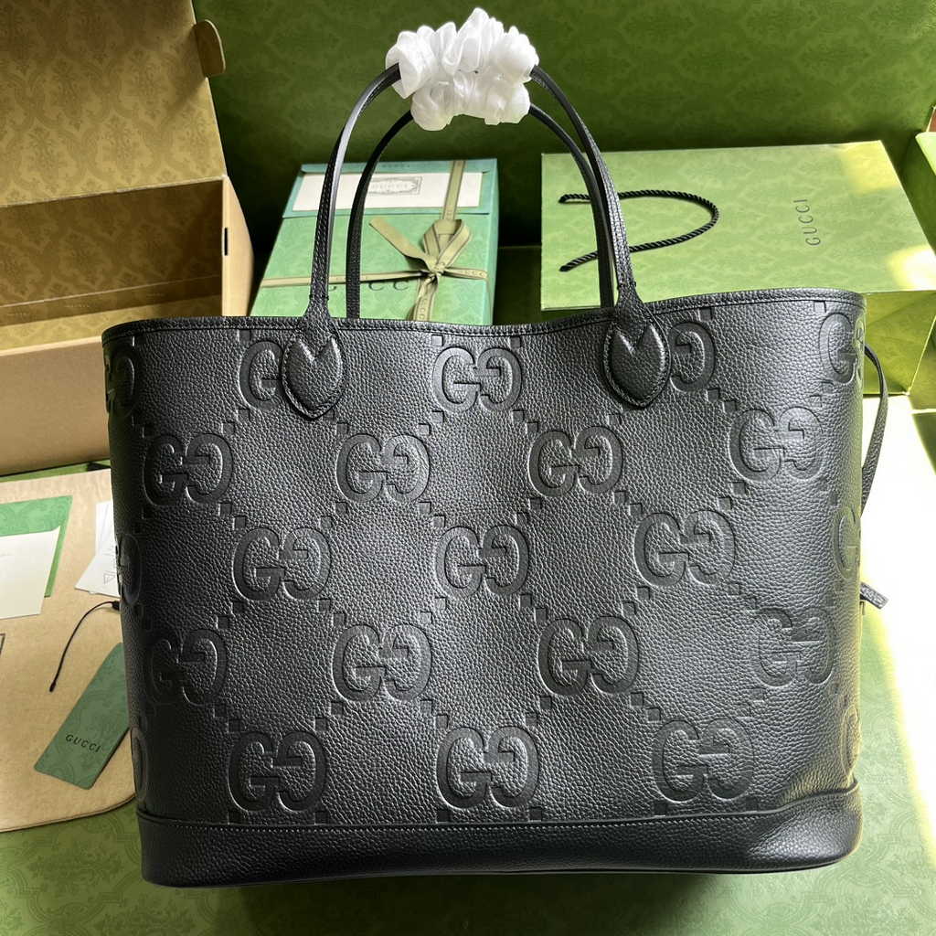 Gucci Jumbo GG large tote bag in black leather 726755