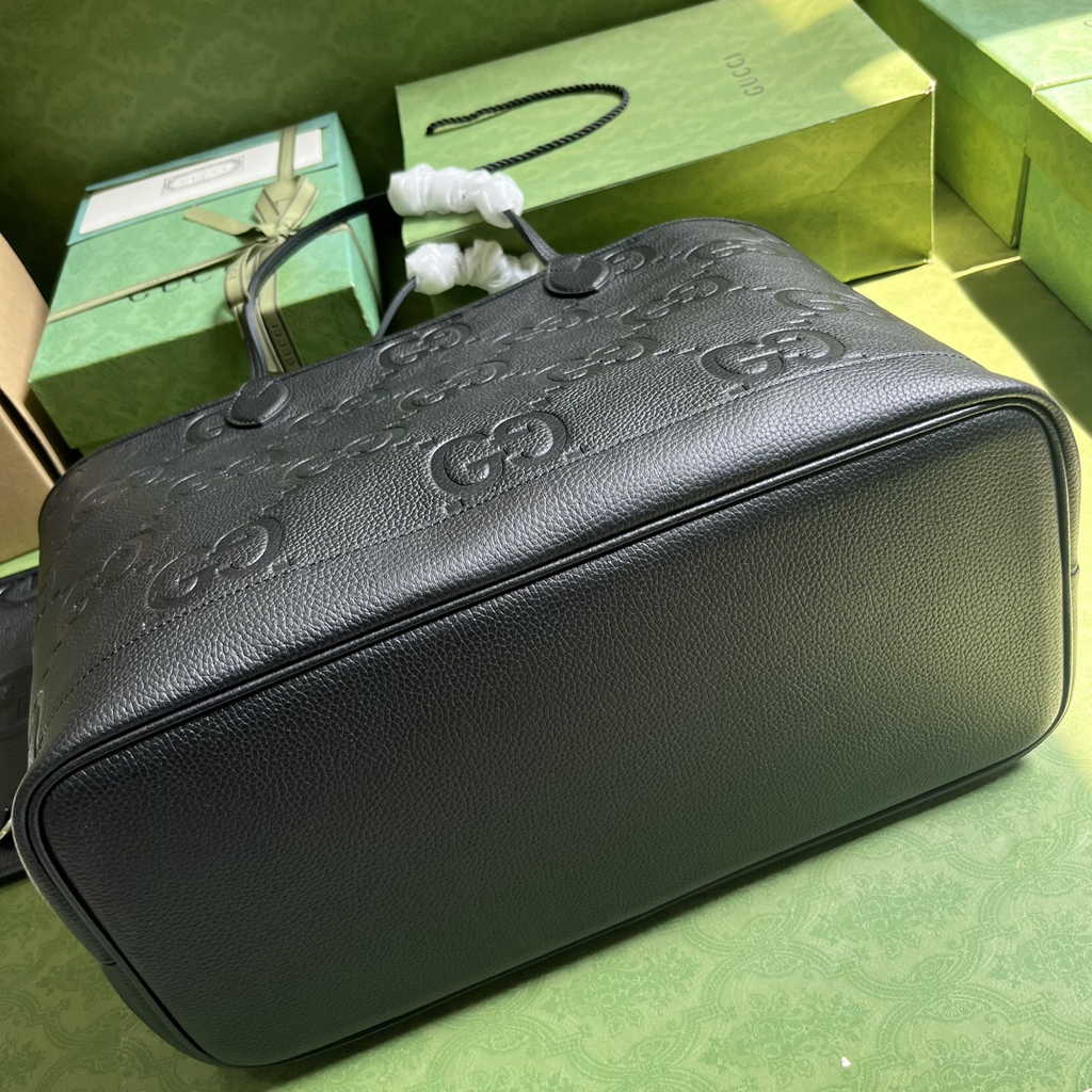 Gucci Jumbo GG large tote bag in black leather 726755
