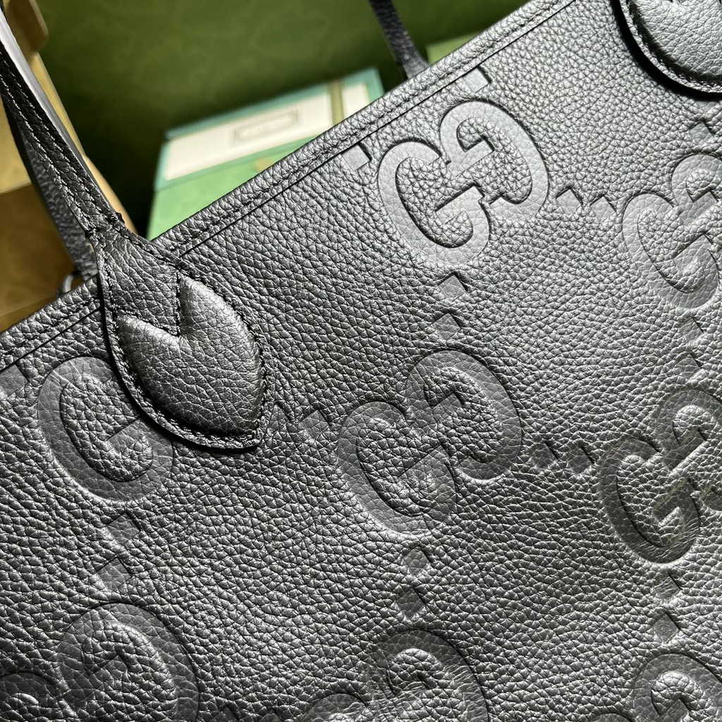 Gucci Jumbo GG large tote bag in black leather 726755