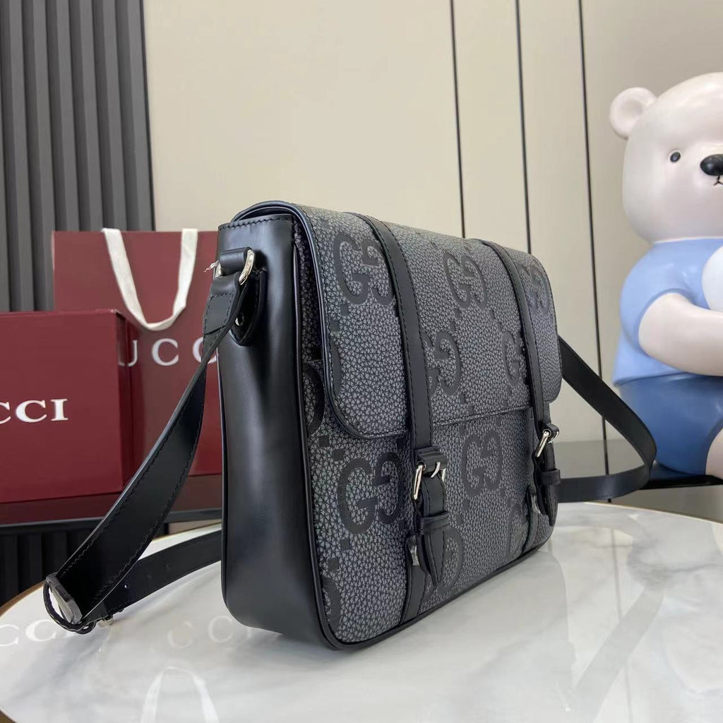 Gucci Jumbo GG medium messenger bag 760234 in gray leather