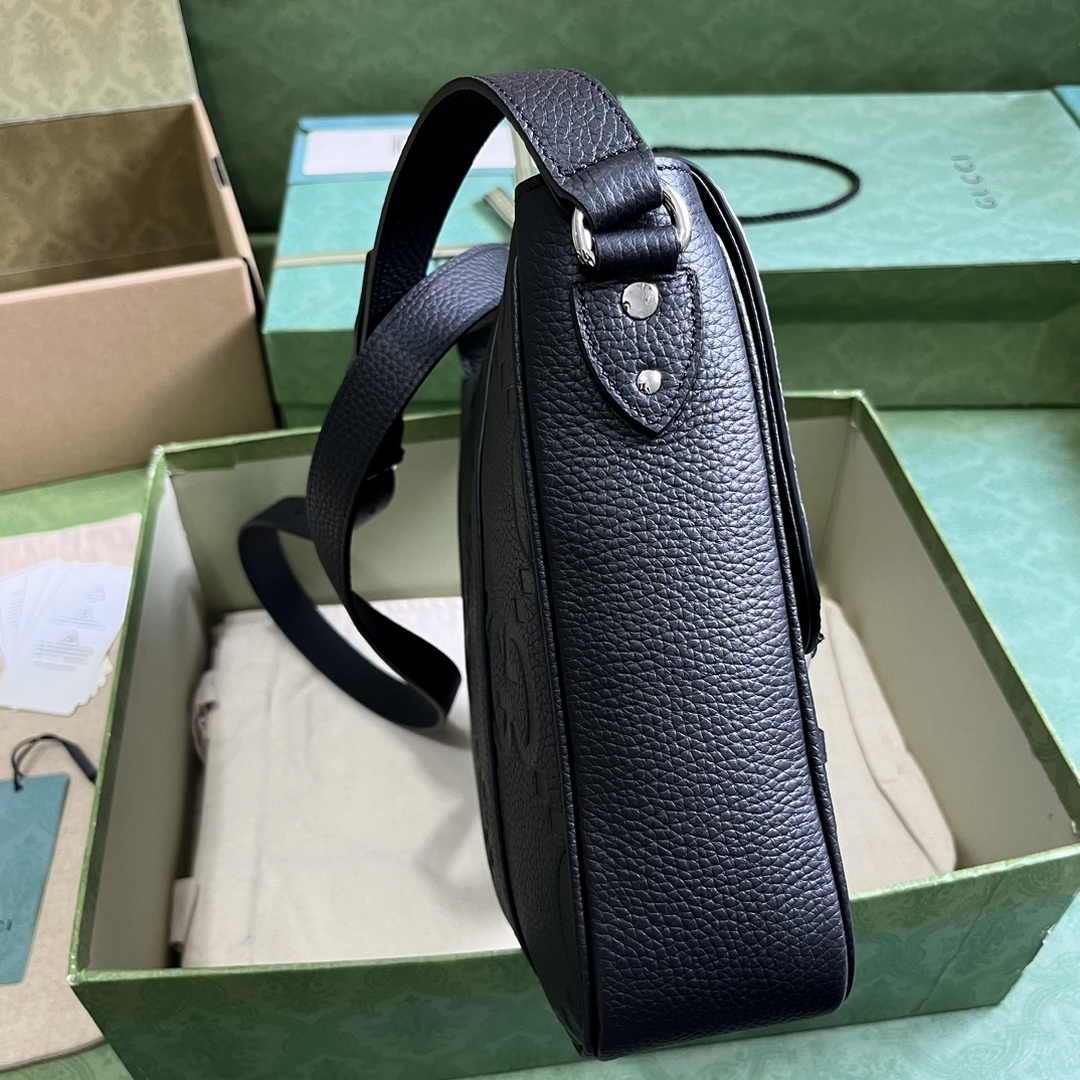 Gucci Jumbo GG medium messenger bag 760234 in black leather