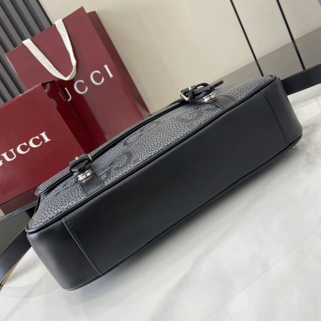 Gucci Jumbo GG medium messenger bag 760234 in gray leather