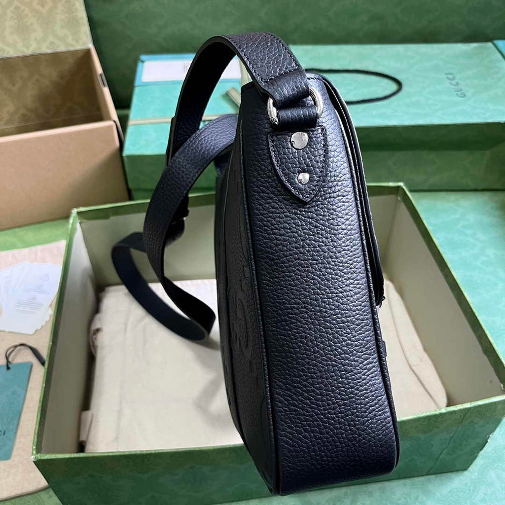 Gucci Jumbo GG medium messenger bag 760234 in black leather