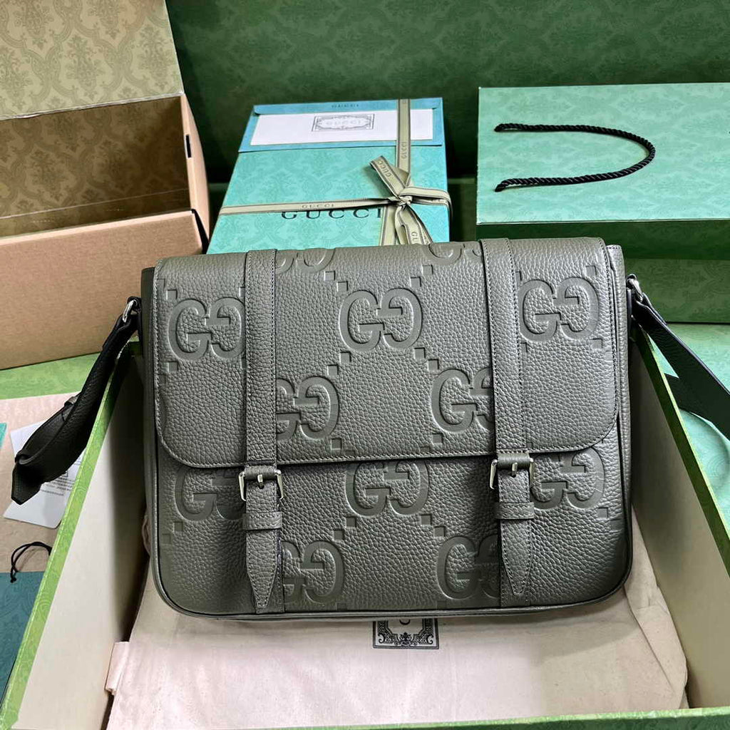 Gucci Jumbo GG medium messenger bag 760234 in green leather