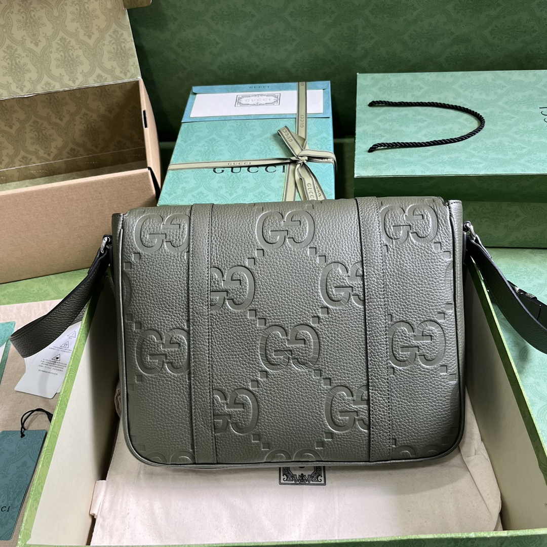 Gucci Jumbo GG medium messenger bag 760234 in green leather