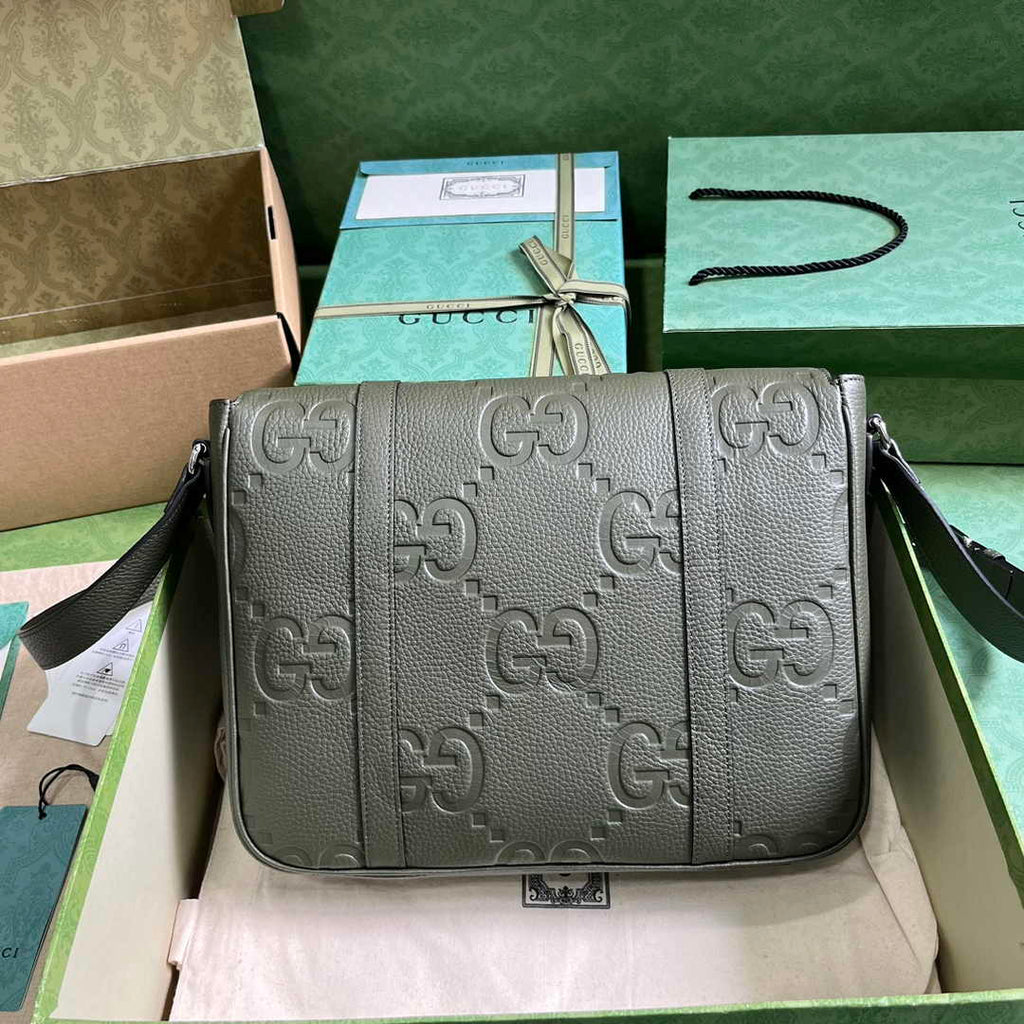 Gucci Jumbo GG medium messenger bag 760234 in green leather