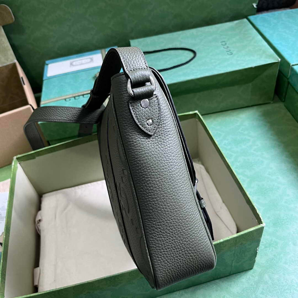 Gucci Jumbo GG medium messenger bag 760234 in green leather