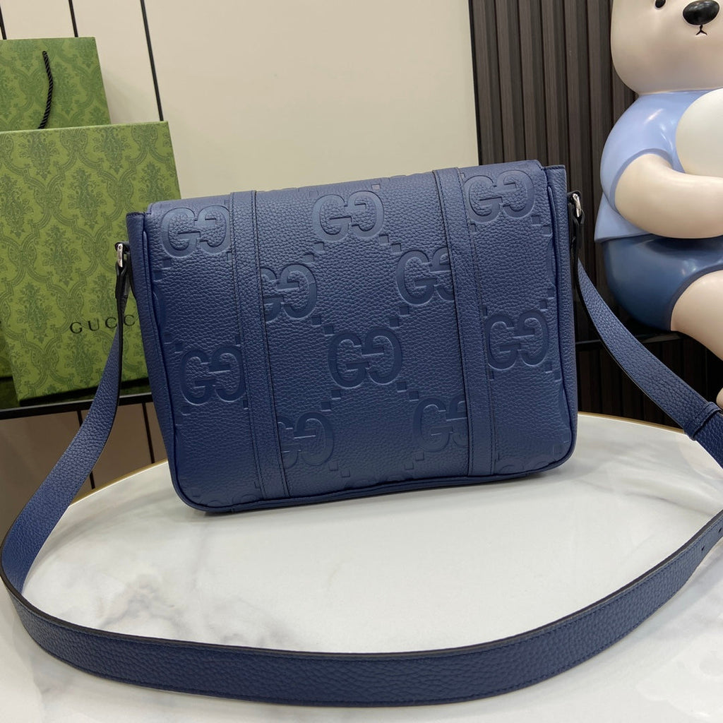Gucci Jumbo GG medium messenger bag 760234 in blue leather