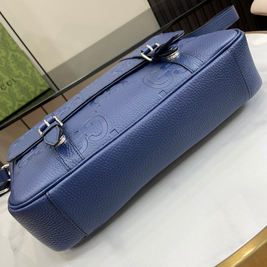 Gucci Jumbo GG medium messenger bag 760234 in blue leather