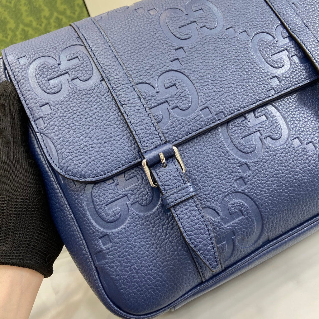 Gucci Jumbo GG medium messenger bag 760234 in blue leather