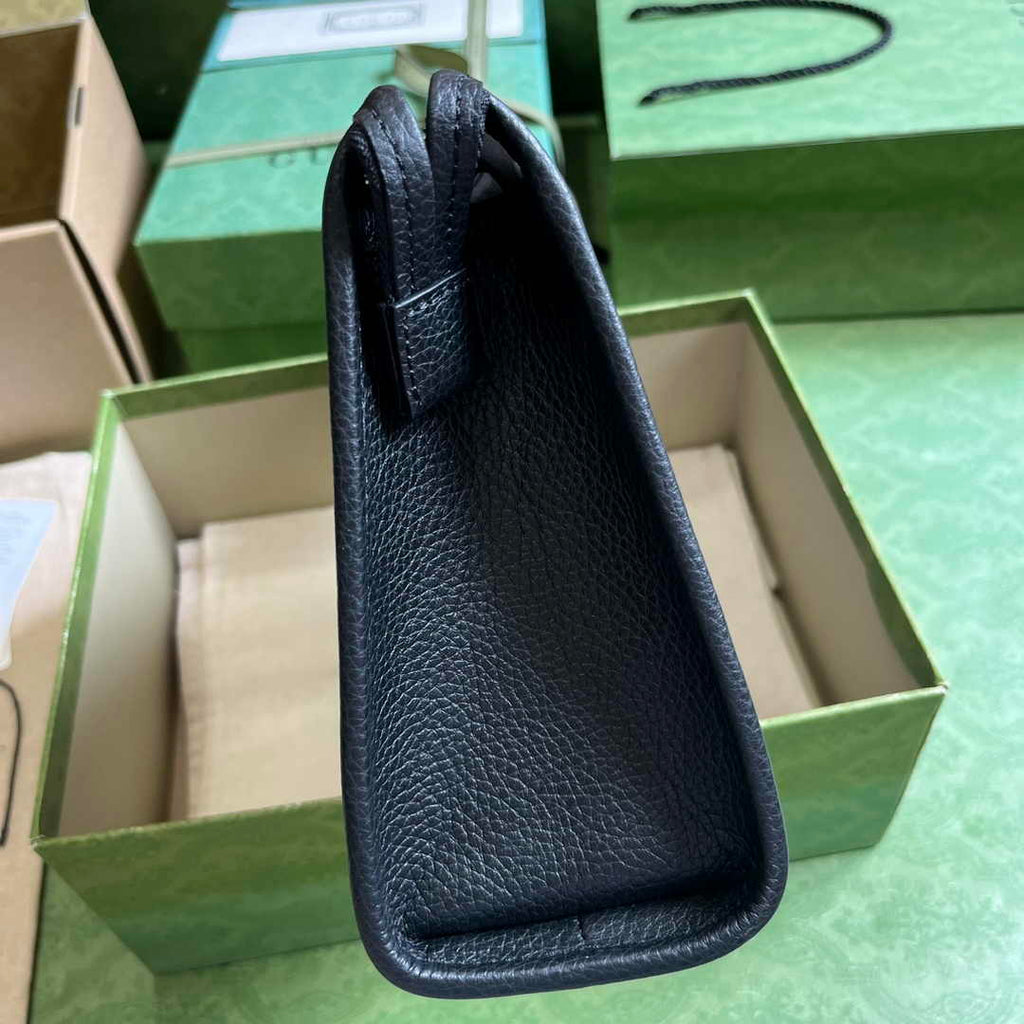 Gucci Jumbo GG pouch in black leather 739490 In Black leather
