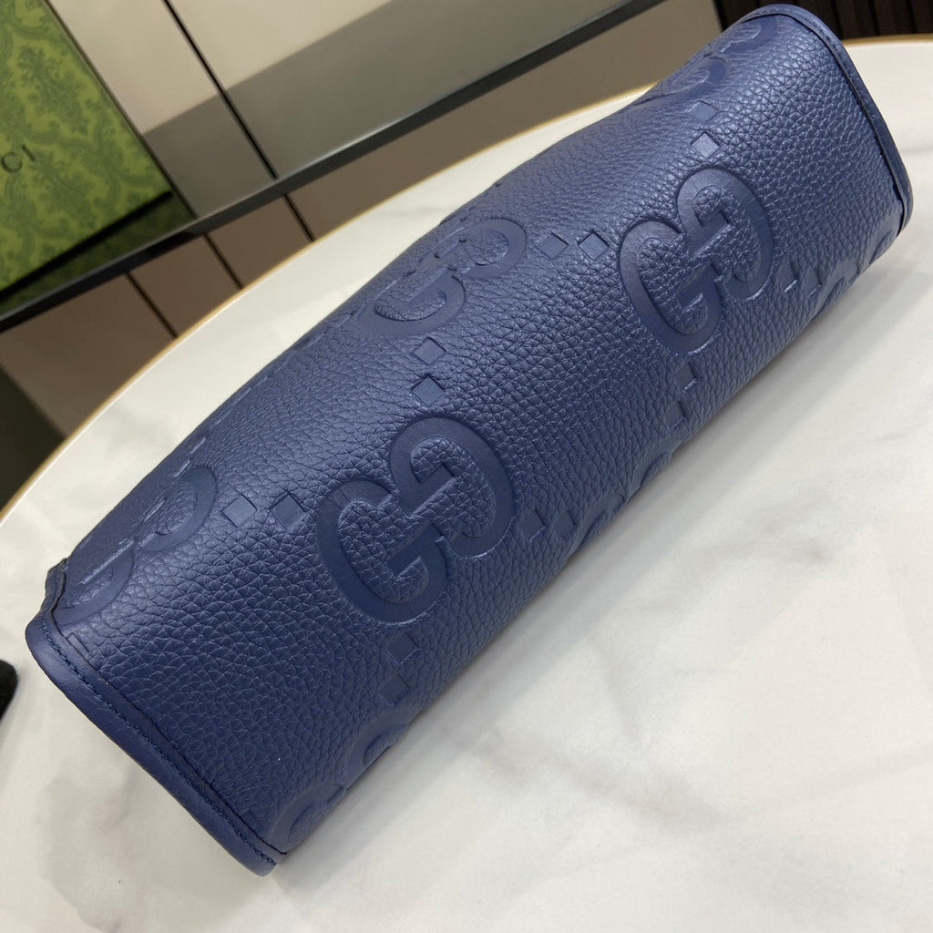 Gucci Jumbo GG pouch in black leather 739490 In Blue leather
