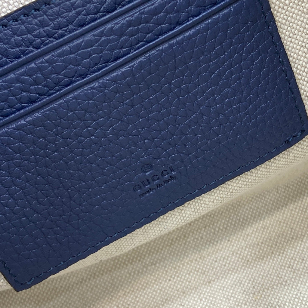 Gucci Jumbo GG pouch in black leather 739490 In Blue leather
