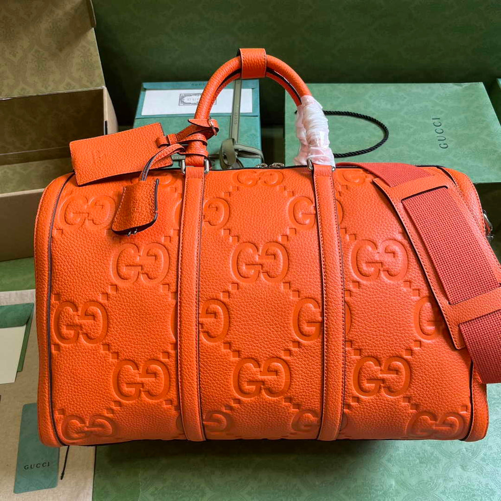 Gucci Jumbo GG small duffle bag ‎725282 in Orange leather