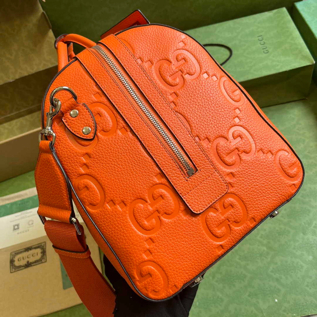 Gucci Jumbo GG small duffle bag ‎725282 in Orange leather