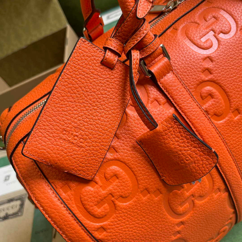 Gucci Jumbo GG small duffle bag ‎725282 in Orange leather