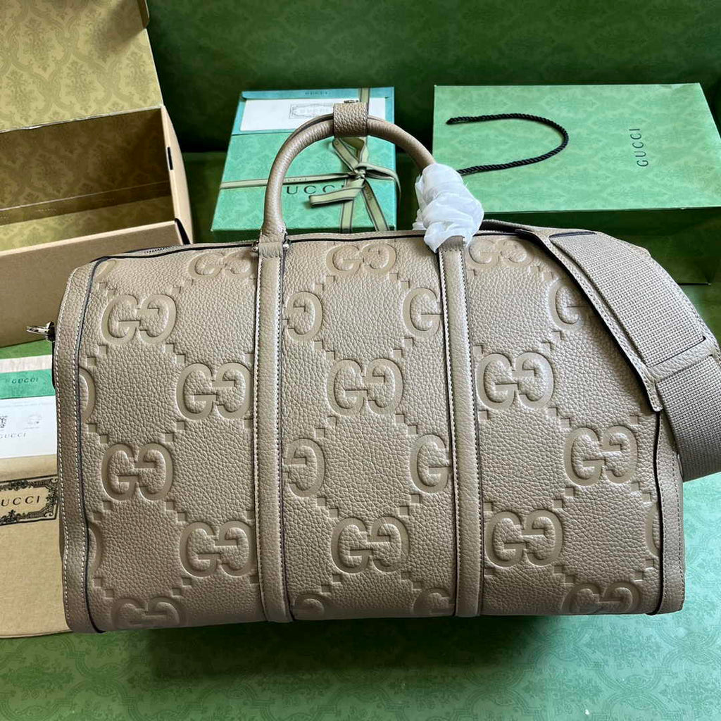 Gucci Jumbo GG small duffle bag ‎725282 in Khaki leather