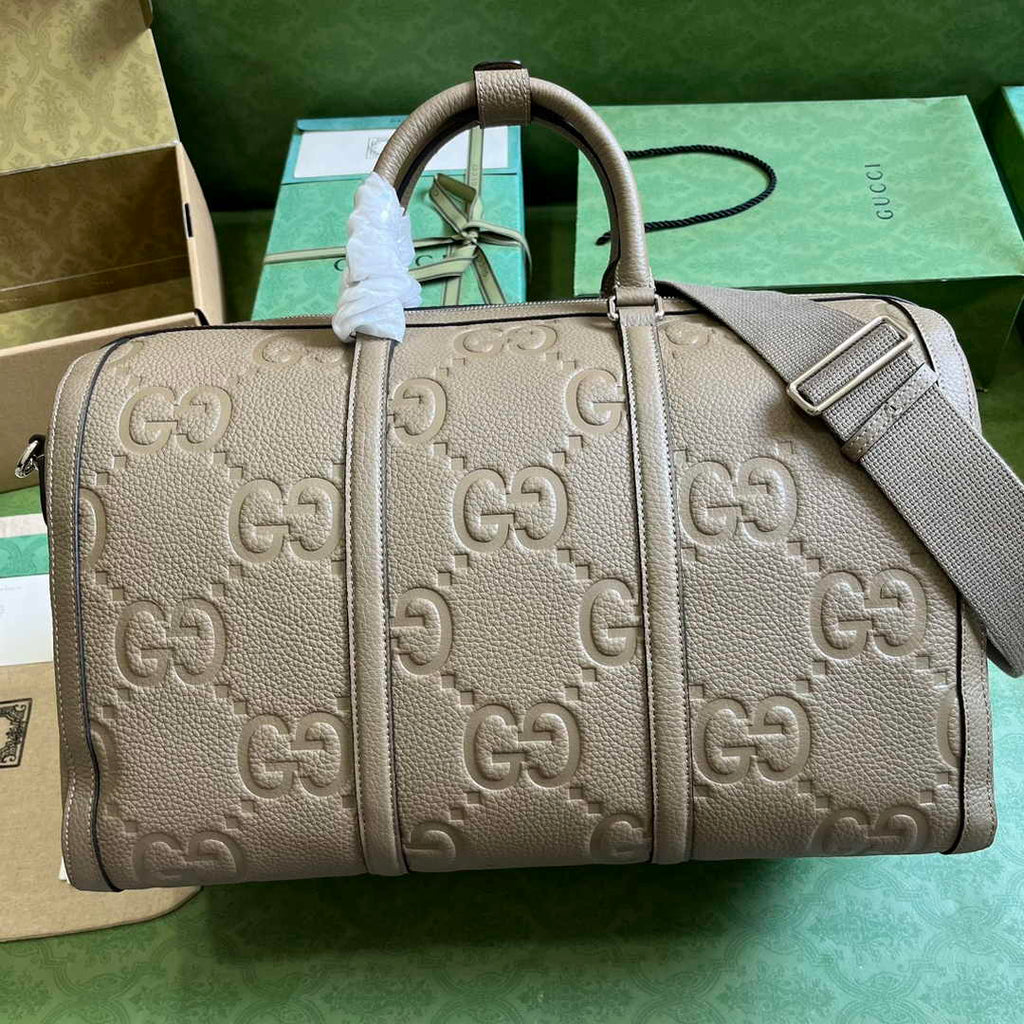 Gucci Jumbo GG small duffle bag ‎725282 in Khaki leather