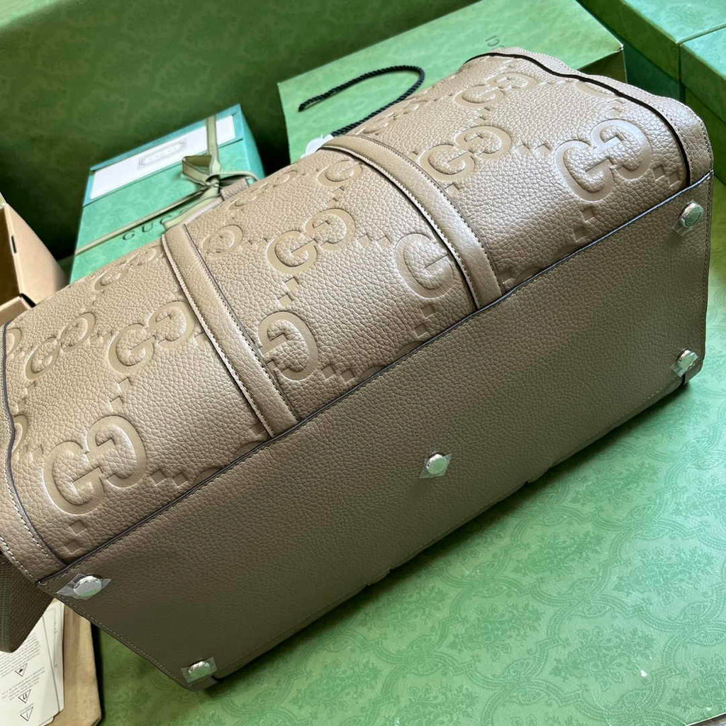Gucci Jumbo GG small duffle bag ‎725282 in Khaki leather