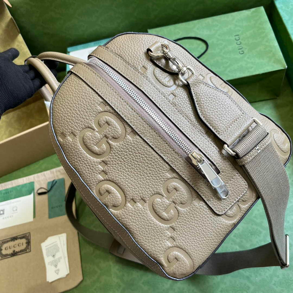 Gucci Jumbo GG small duffle bag ‎725282 in Khaki leather