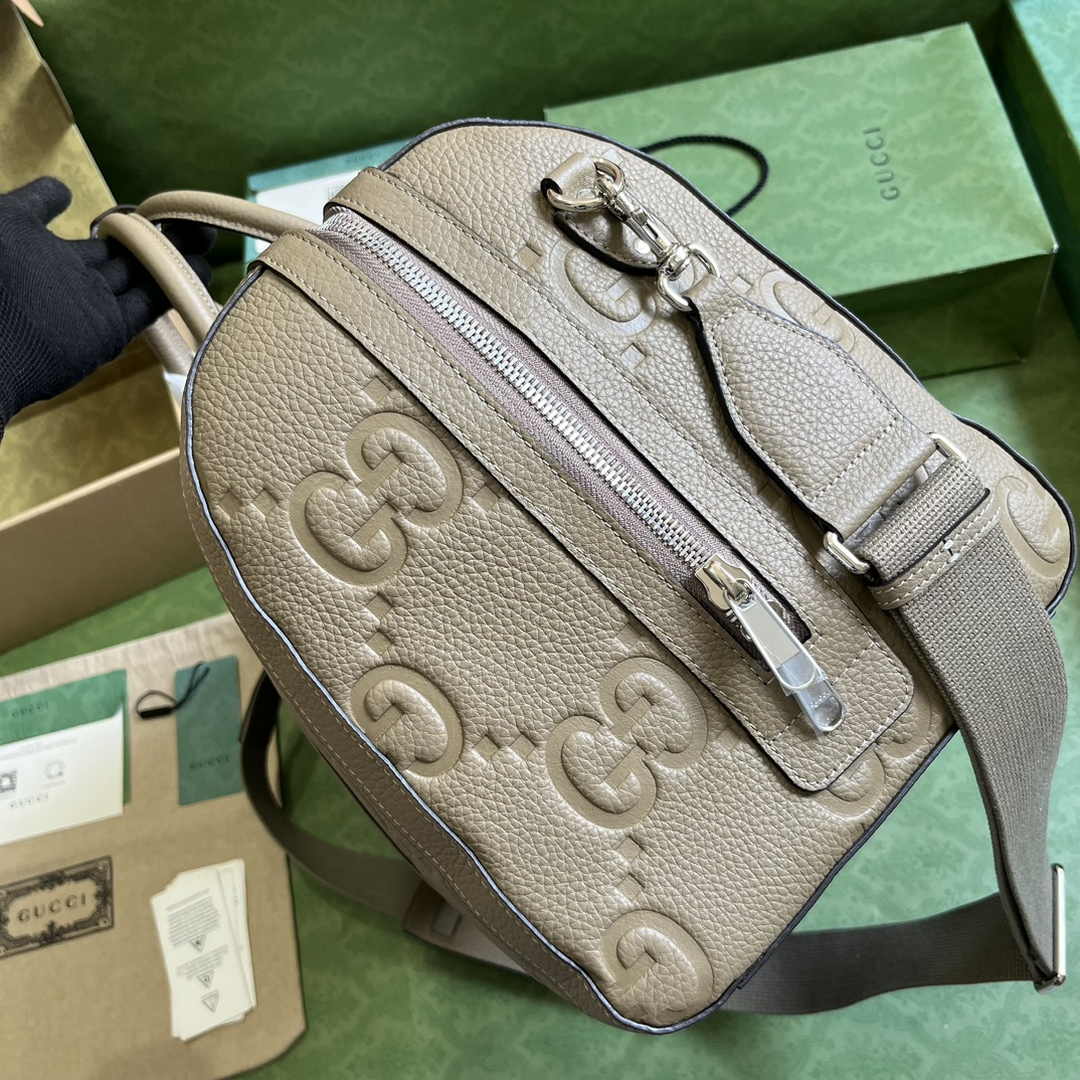 Gucci Jumbo GG small duffle bag ‎725282 in Khaki leather