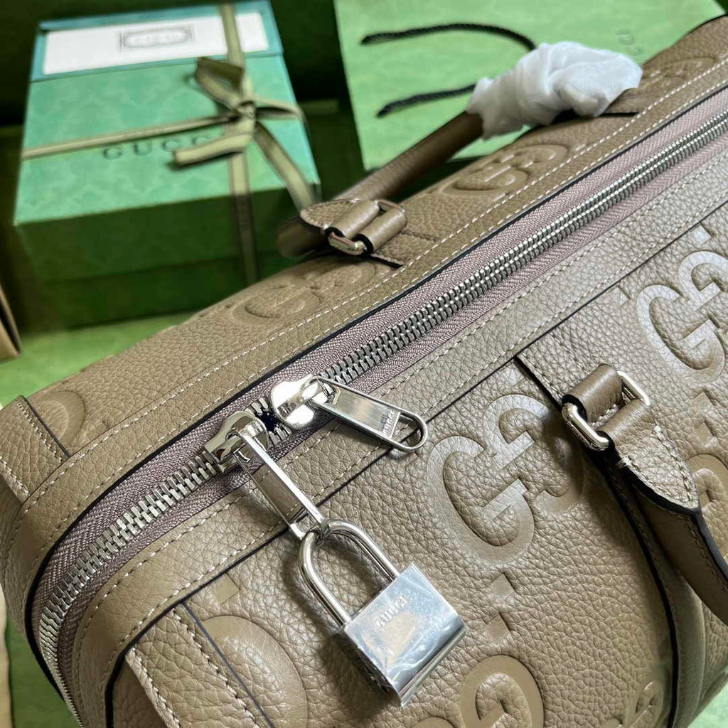Gucci Jumbo GG small duffle bag ‎725282 in Khaki leather