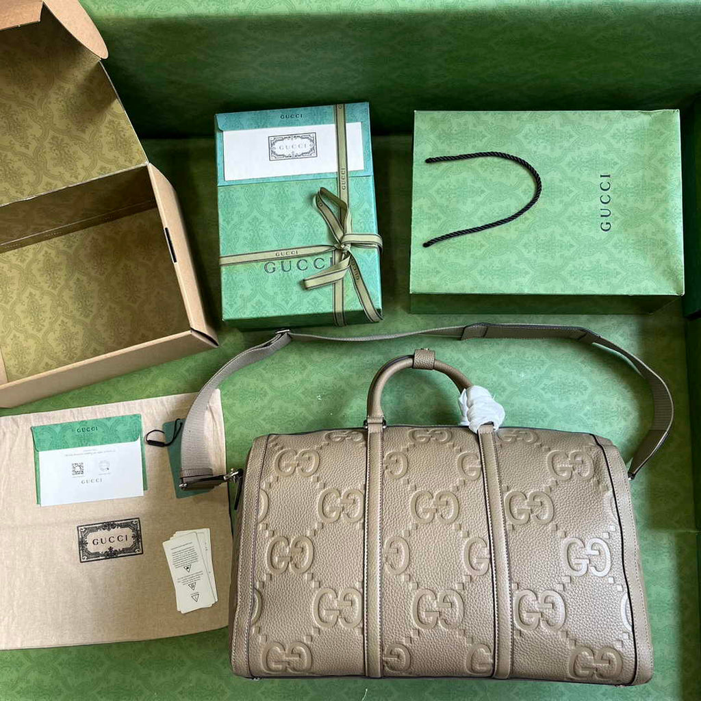 Gucci Jumbo GG small duffle bag ‎725282 in Khaki leather
