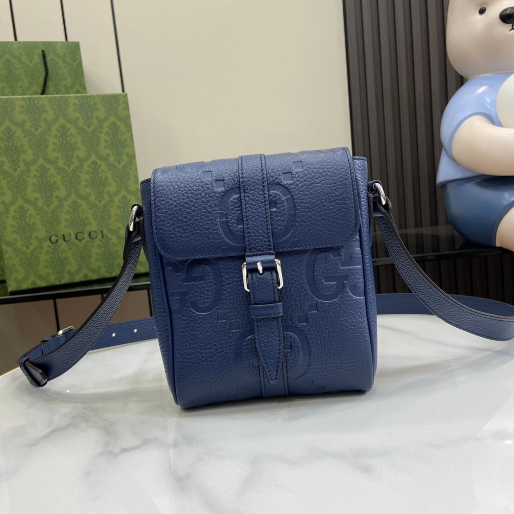 Gucci Jumbo GG small messenger bag 760235 in blue leather