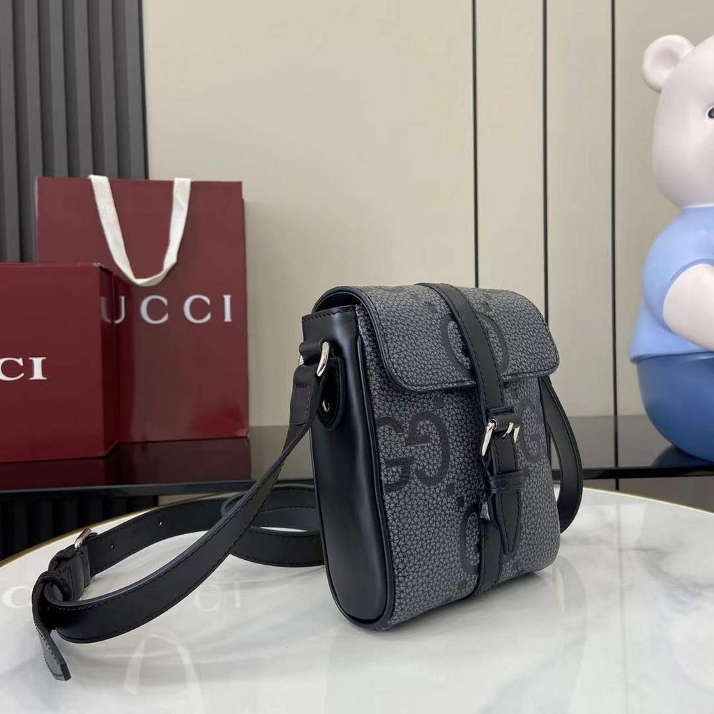 Gucci Jumbo GG small messenger bag 760235 in gray leather