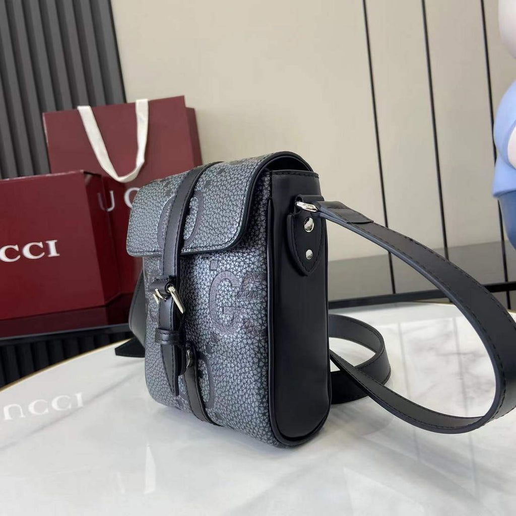 Gucci Jumbo GG small messenger bag 760235 in gray leather