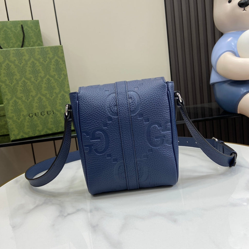 Gucci Jumbo GG small messenger bag 760235 in blue leather