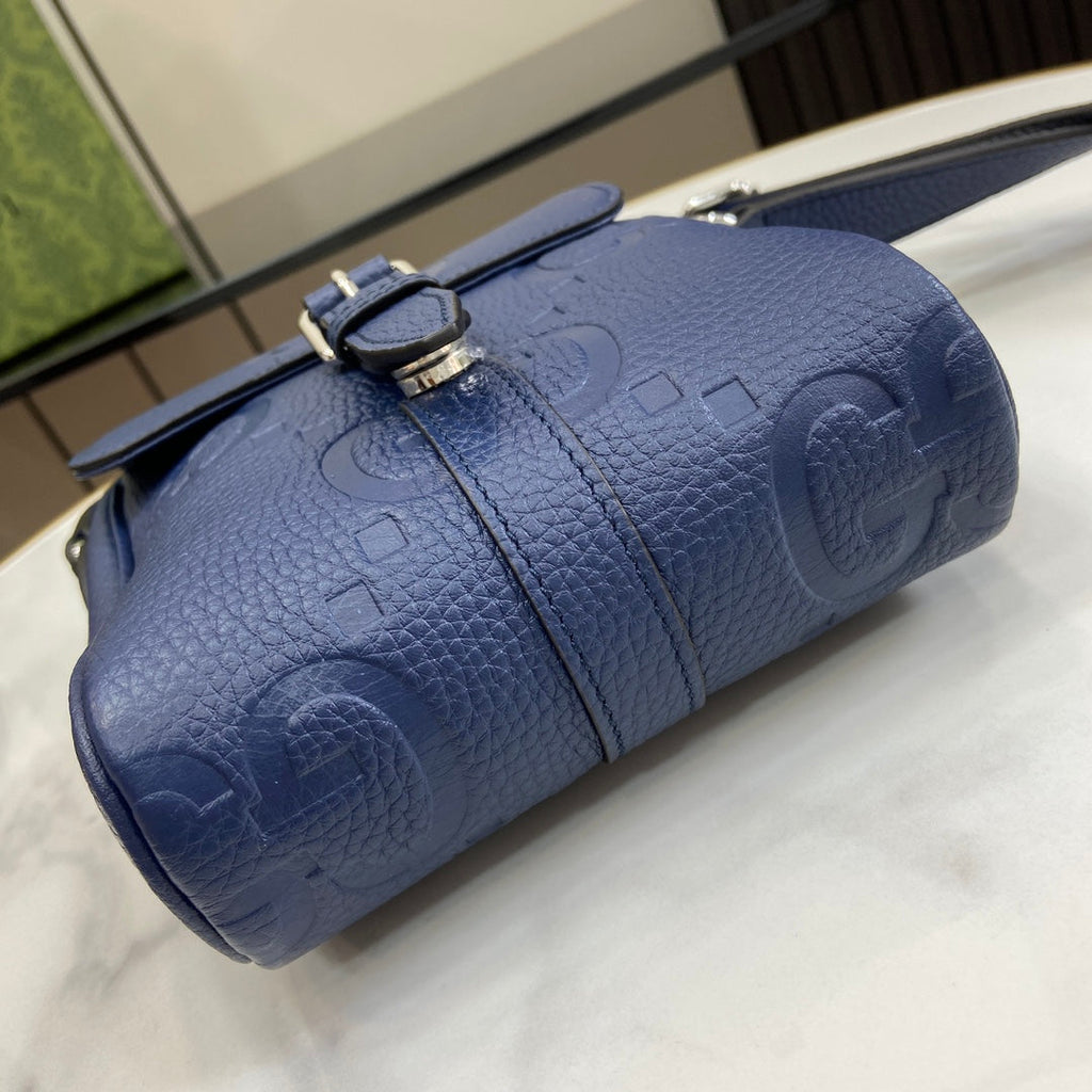 Gucci Jumbo GG small messenger bag 760235 in blue leather