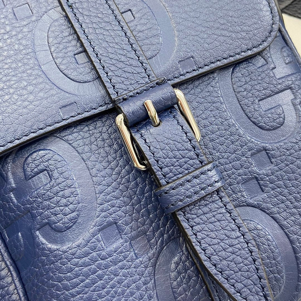 Gucci Jumbo GG small messenger bag 760235 in blue leather
