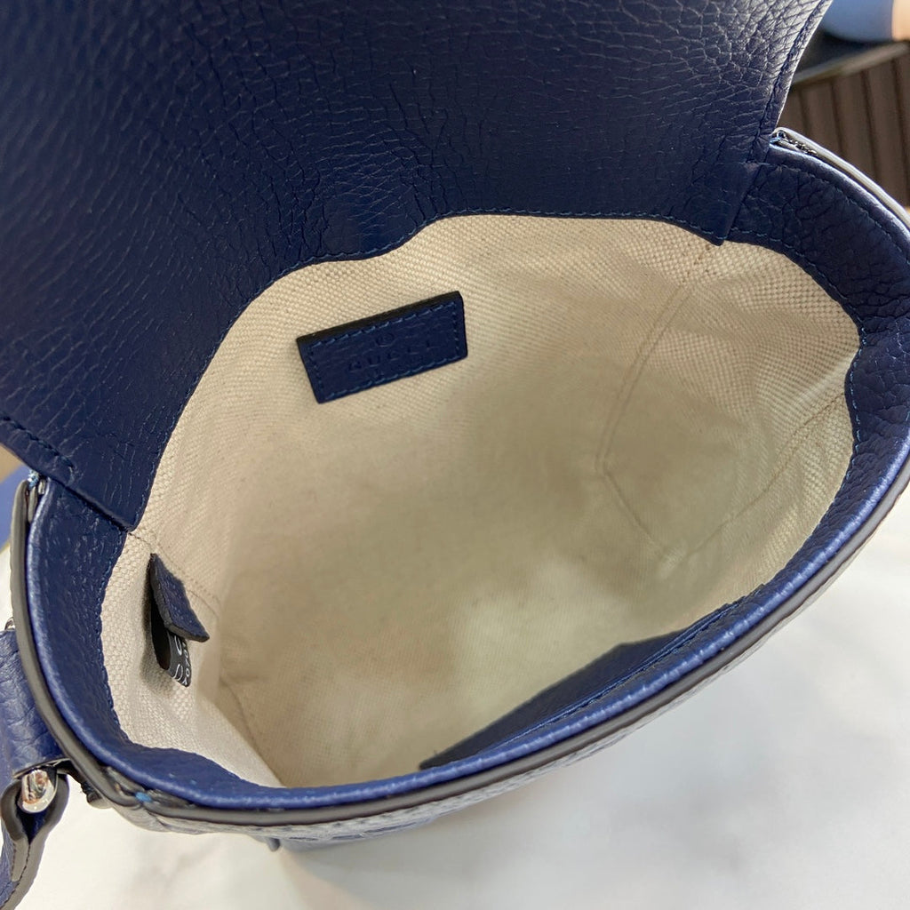 Gucci Jumbo GG small messenger bag 760235 in blue leather