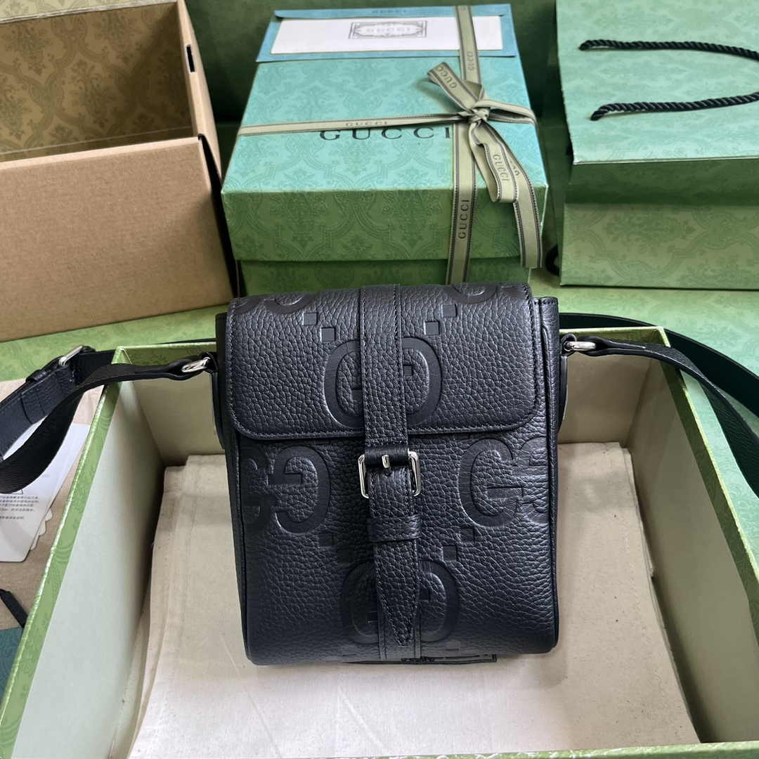 Gucci Jumbo GG small messenger bag 760235 in black leather