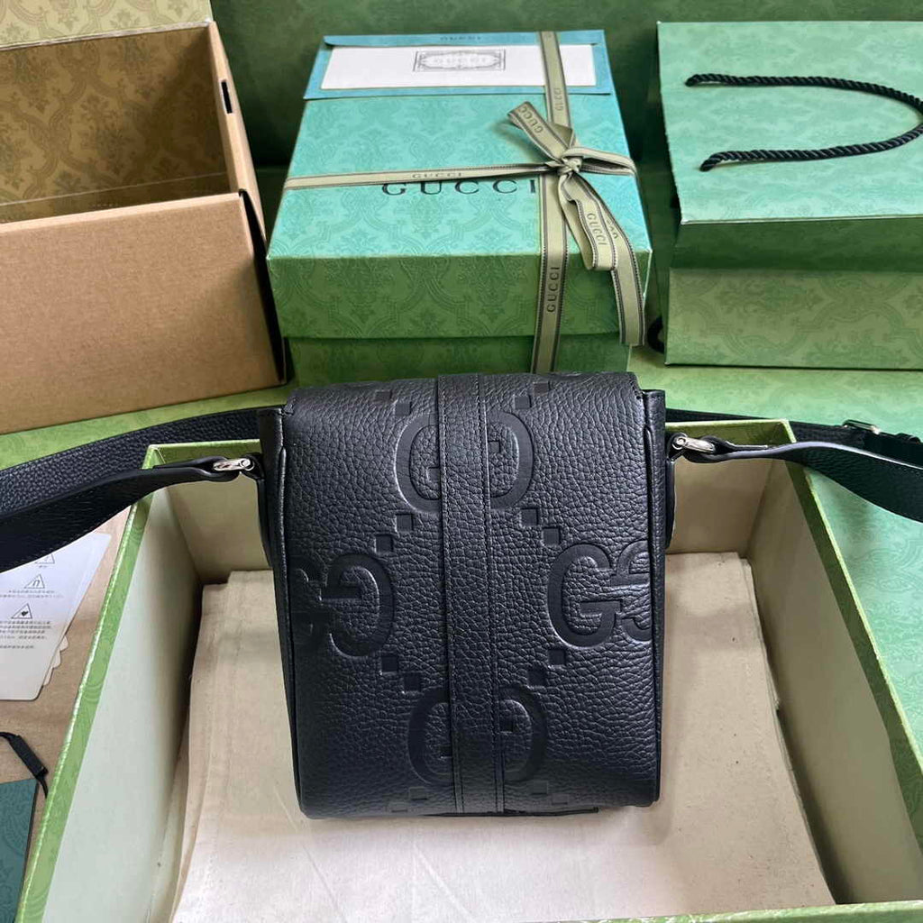 Gucci Jumbo GG small messenger bag 760235 in black leather