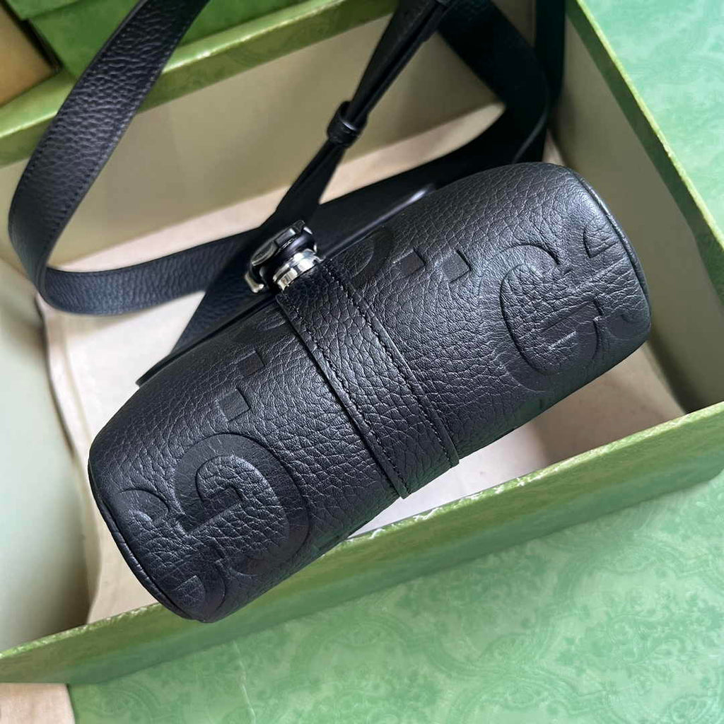 Gucci Jumbo GG small messenger bag 760235 in black leather