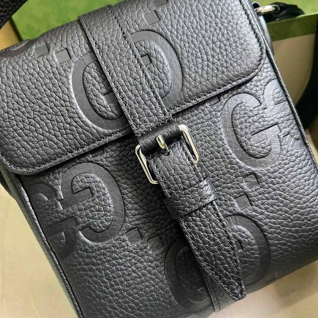 Gucci Jumbo GG small messenger bag 760235 in black leather