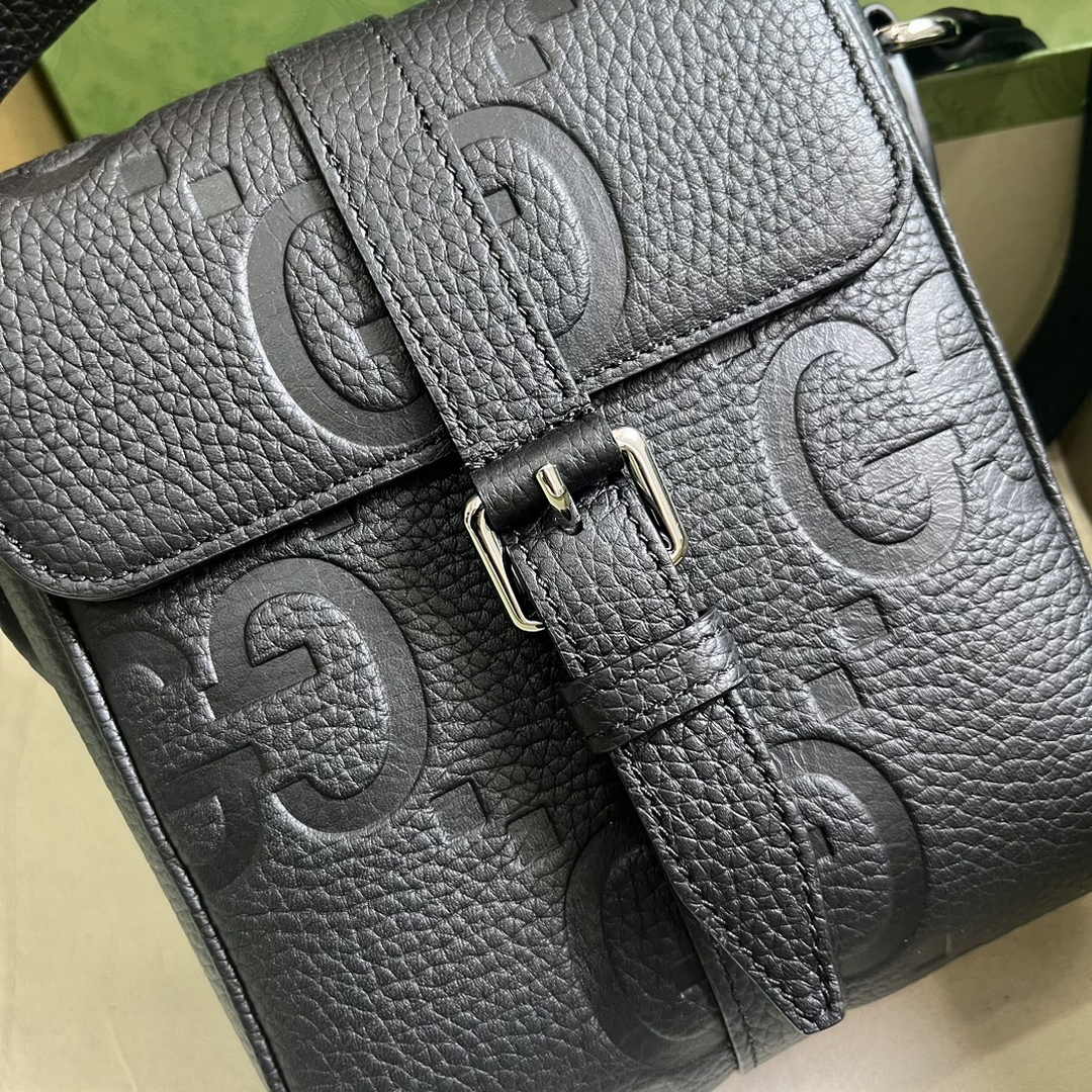 Gucci Jumbo GG small messenger bag 760235 in black leather