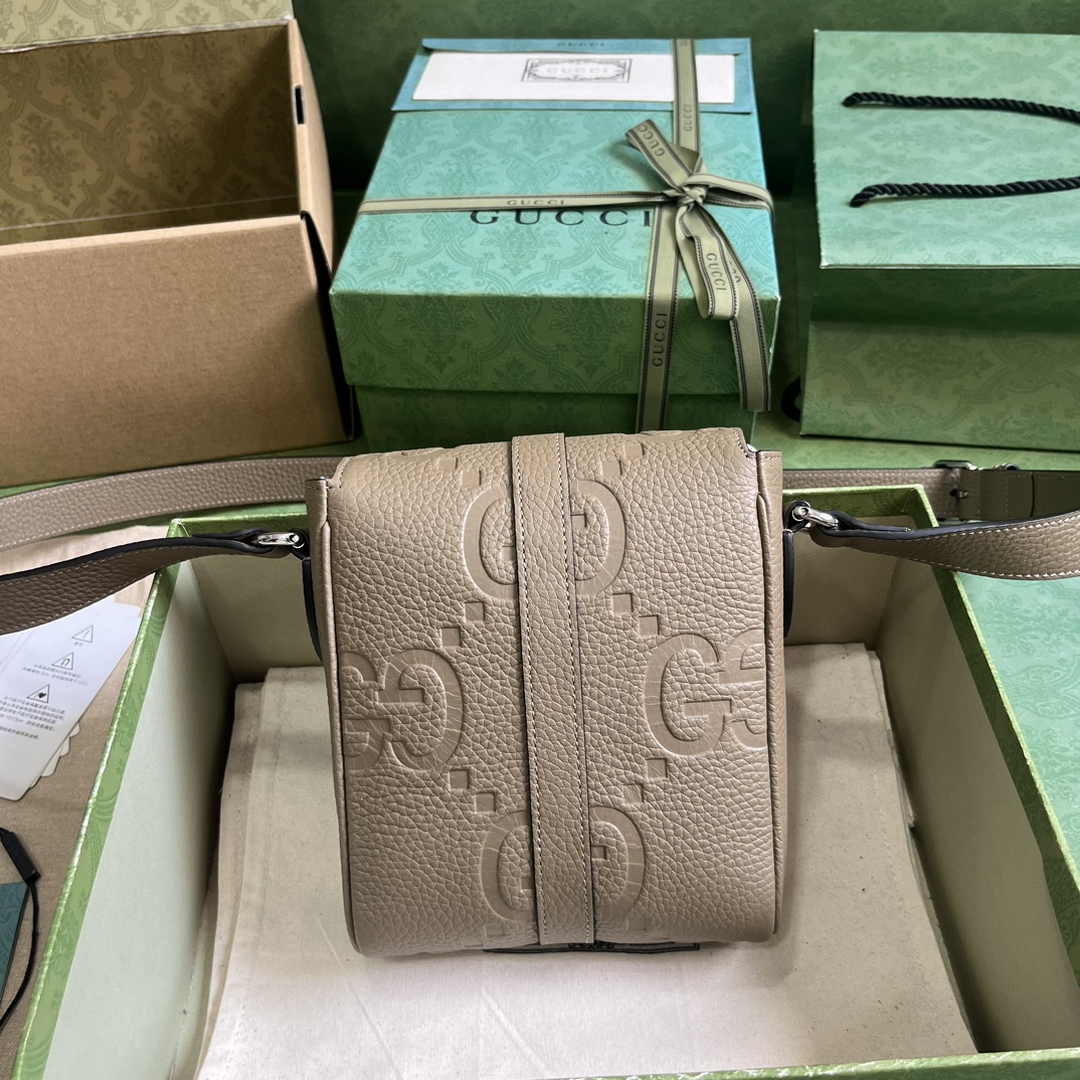 Gucci Jumbo GG small messenger bag 760235 in beige leather