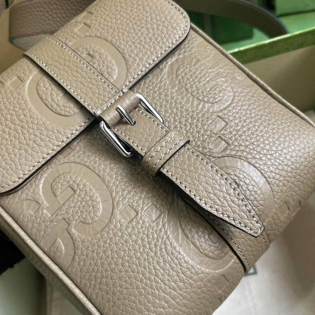 Gucci Jumbo GG small messenger bag 760235 in beige leather