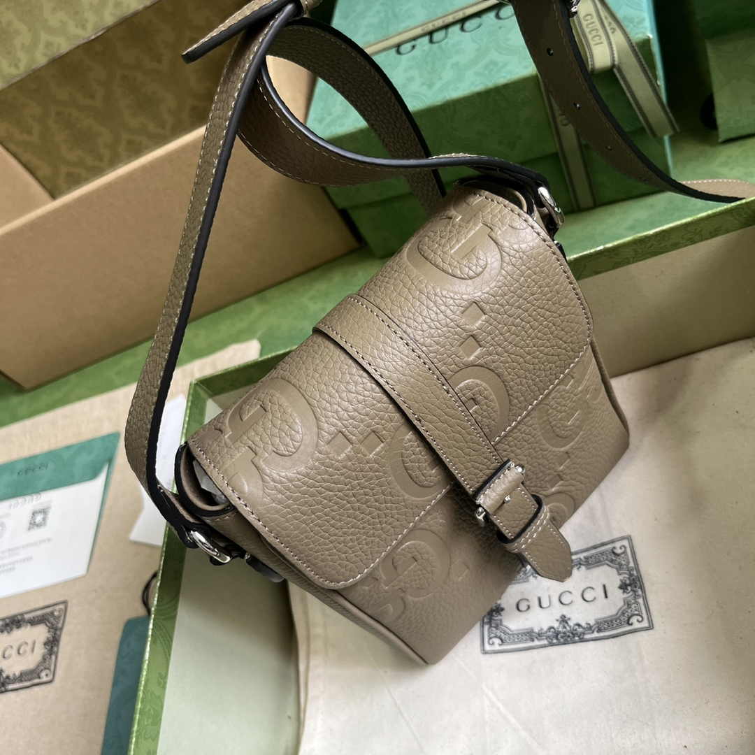 Gucci Jumbo GG small messenger bag 760235 in beige leather