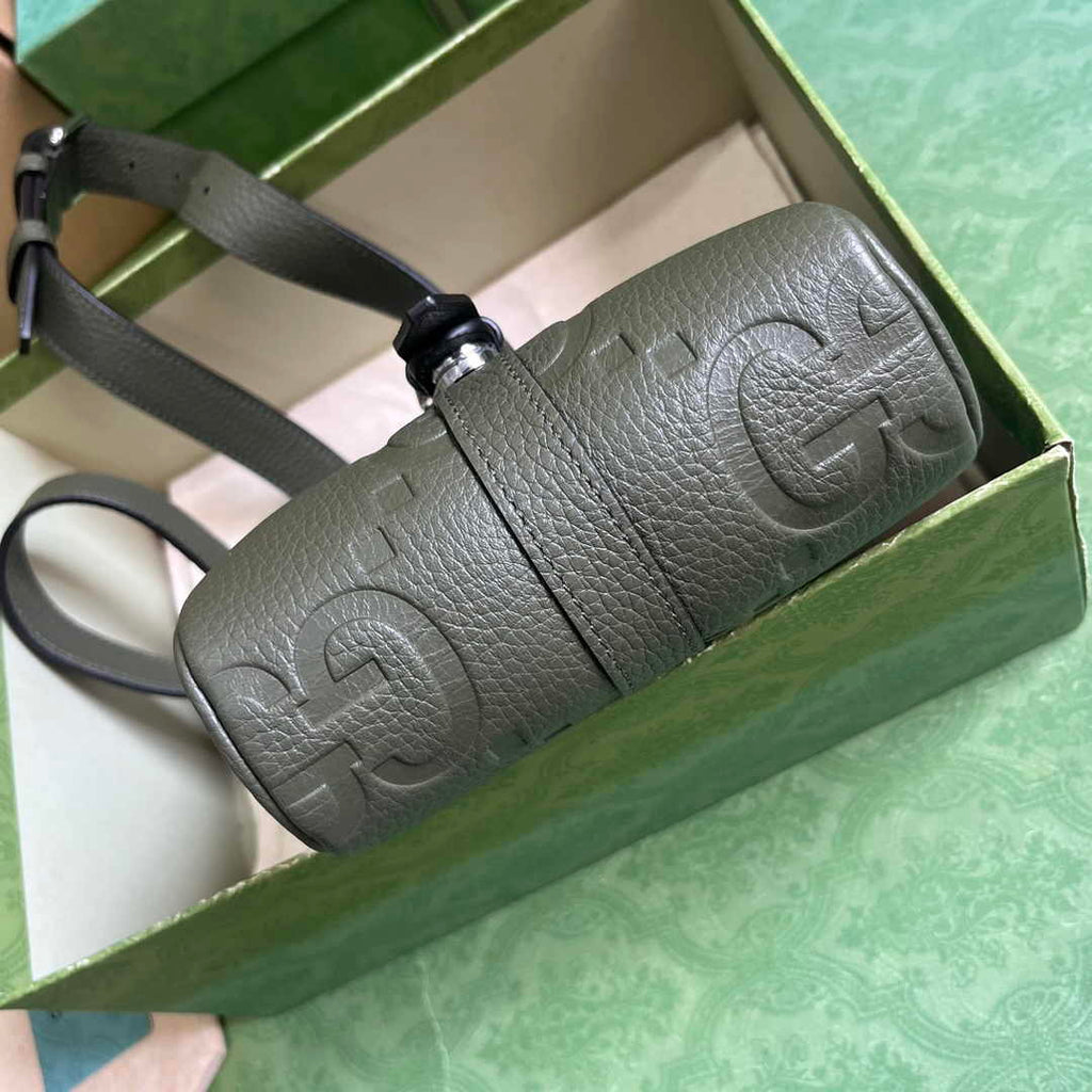 Gucci Jumbo GG small messenger bag 760235 in dark green leather