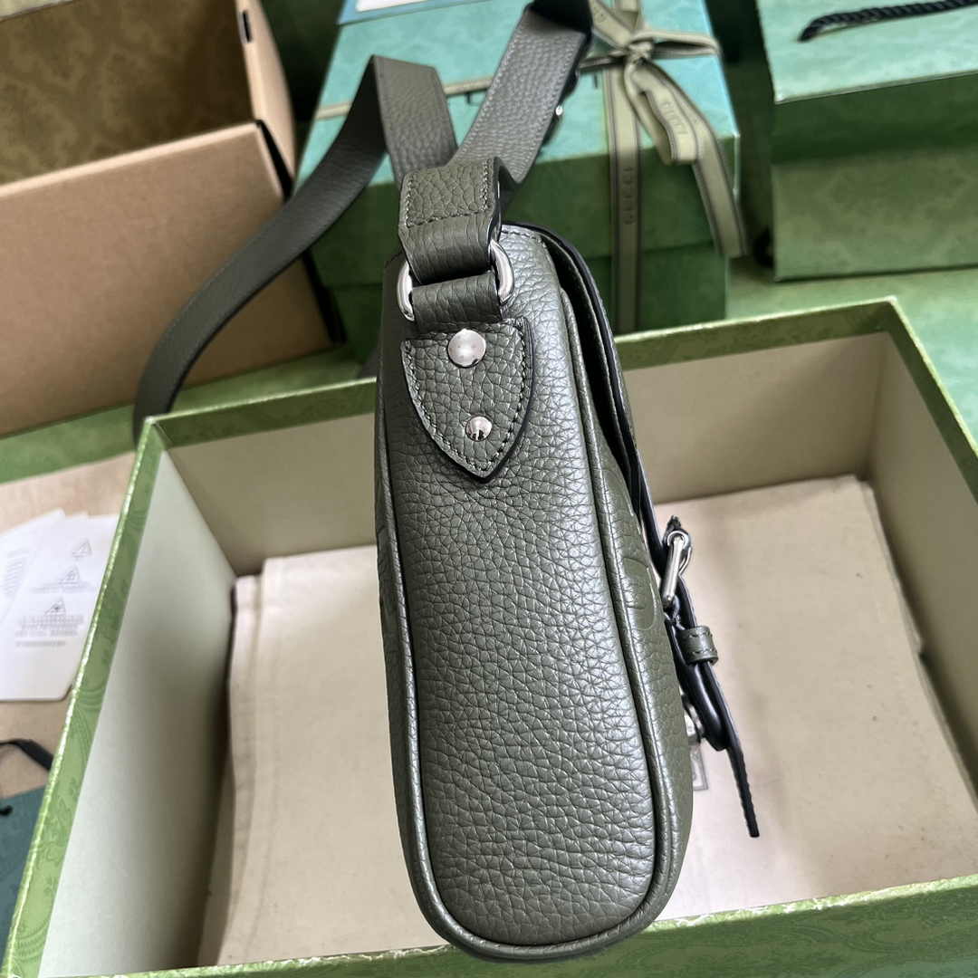 Gucci Jumbo GG small messenger bag 760235 in dark green leather