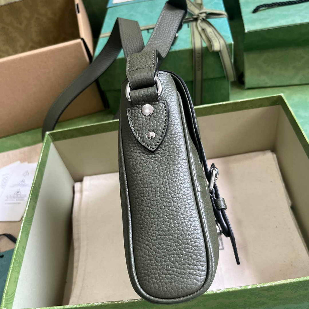 Gucci Jumbo GG small messenger bag 760235 in dark green leather