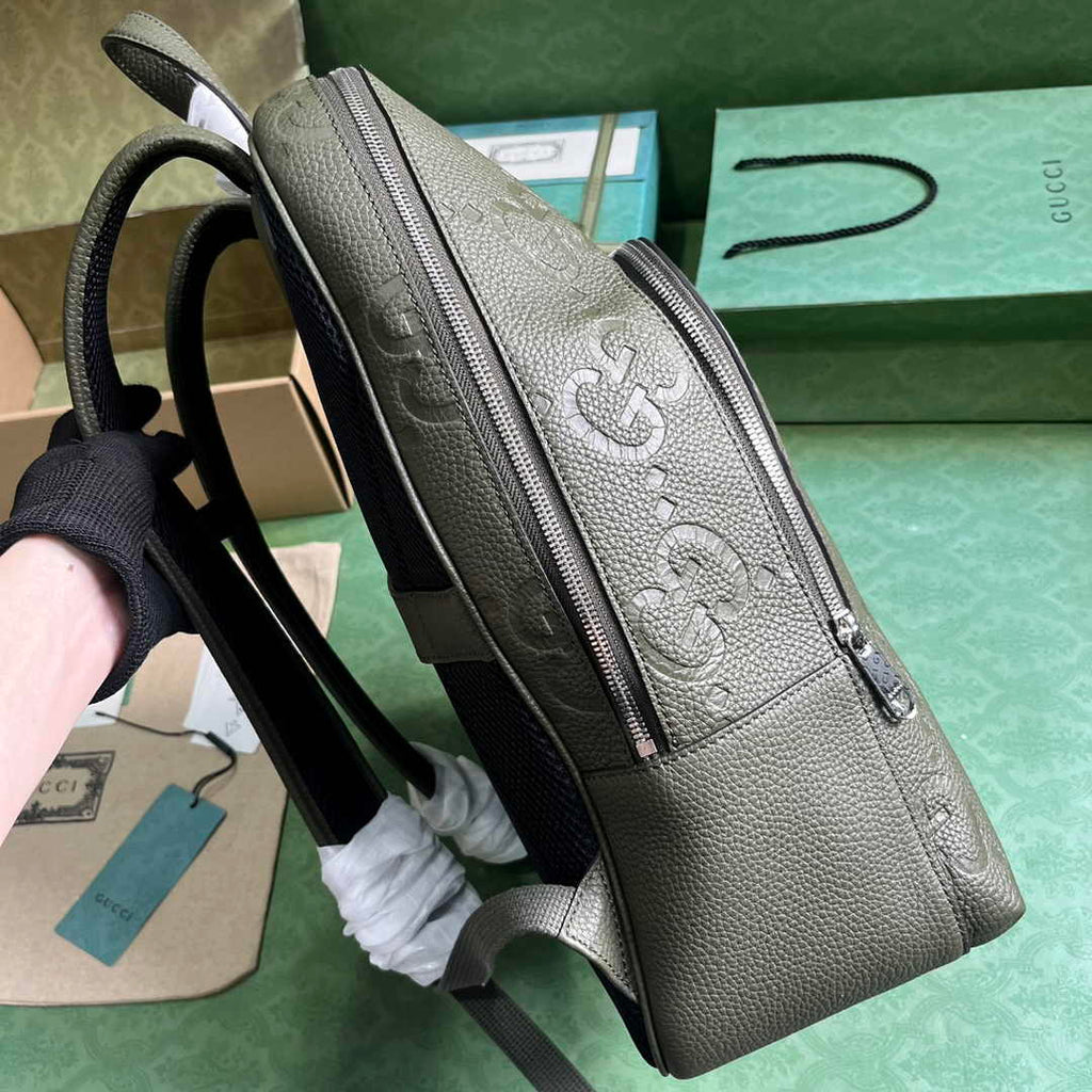 Gucci Large jumbo GG backpack  ‎766932 in Green leather