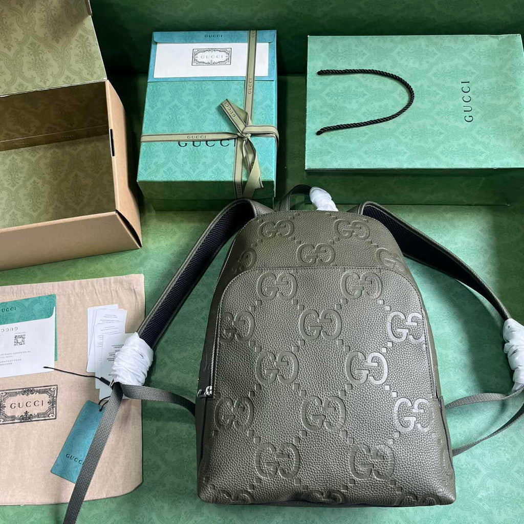Gucci Large jumbo GG backpack  ‎766932 in Green leather