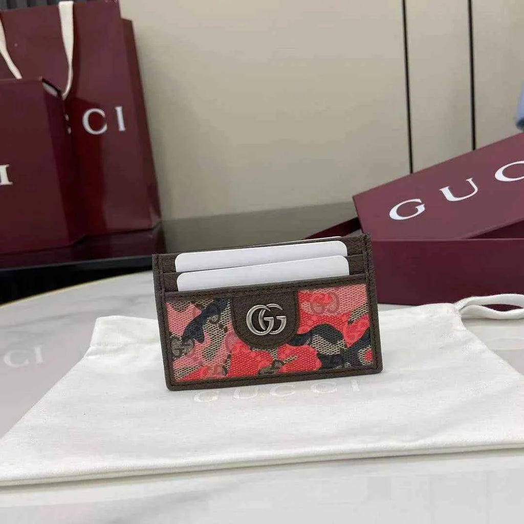 Gucci ophidia card case 834795 in pink and red GG fabric